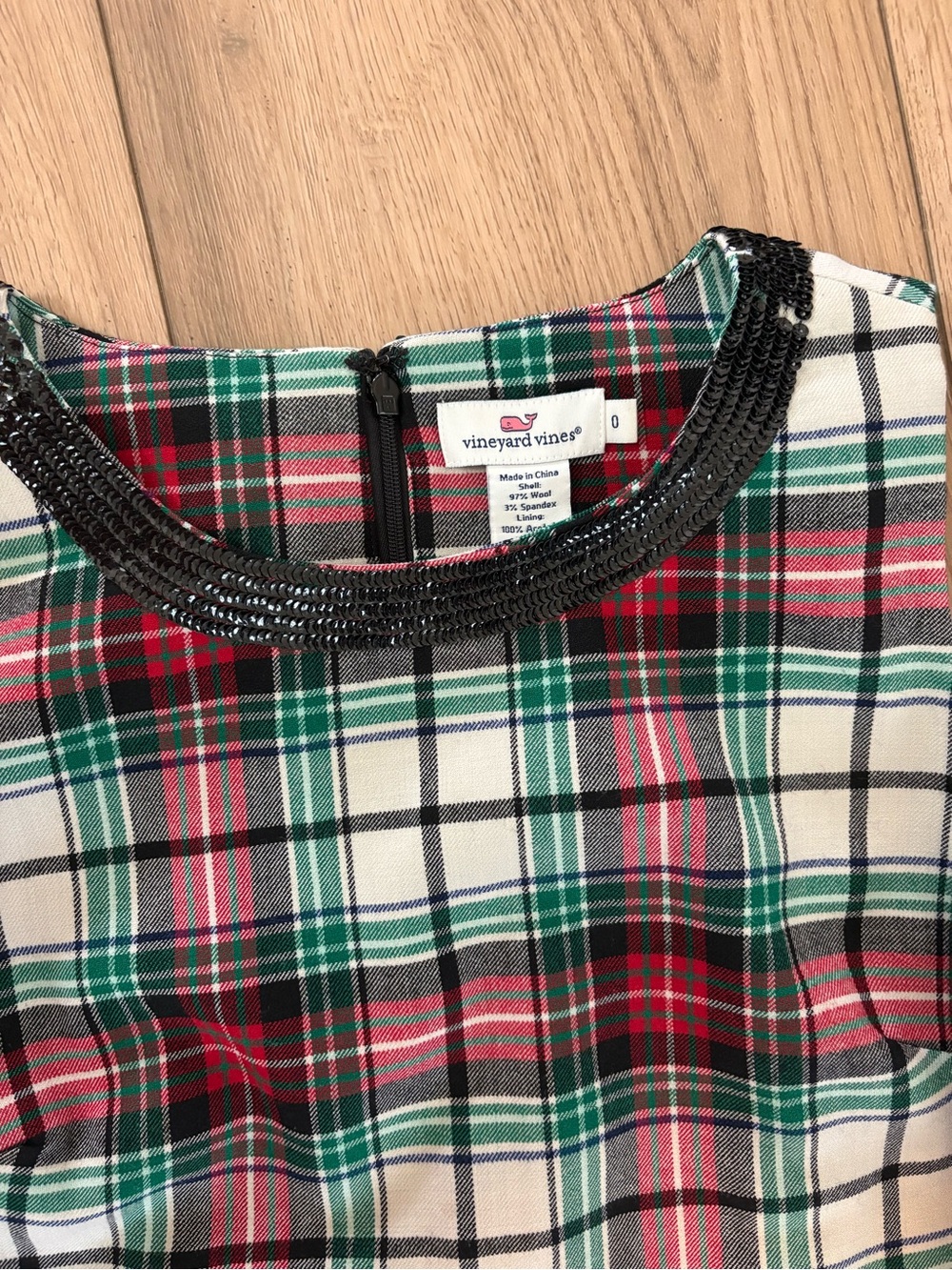Vineyard Vines Red, Green & White Plaid Sleeveless Shift Dress - Picture 6 of 8